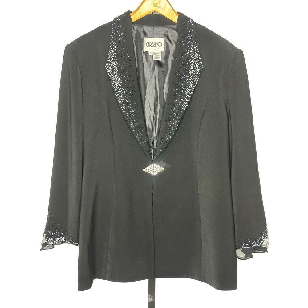 Carissimo Black Beaded Dressy Jacket Size 24